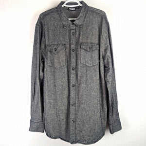 VANS 100% Cotton Dark Heathered Grey Button Down Shirt